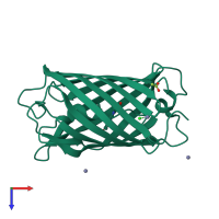PDB entry 2hqk coloured by chain, top view.