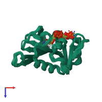 PDB entry 2hqp coloured by chain, ensemble of 32 models, top view.