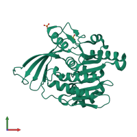 PDB entry 2hqq coloured by chain, front view.
