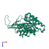 PDB entry 2hqq coloured by chain, top view.