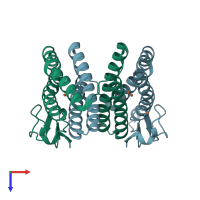 PDB entry 2hr5 coloured by chain, top view.