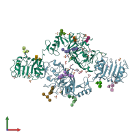PDB entry 2hr7 coloured by chain, front view.