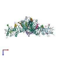 PDB entry 2hr7 coloured by chain, top view.