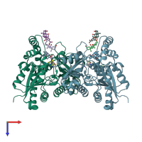 PDB entry 2hrc coloured by chain, top view.