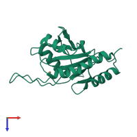 PDB entry 2hrf coloured by chain, top view.