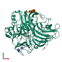 PDB entry 2hrg coloured by chain, front view.