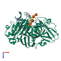 PDB entry 2hrg coloured by chain, top view.