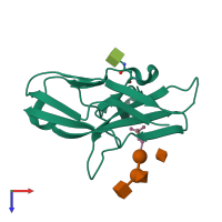 PDB entry 2hrl coloured by chain, top view.