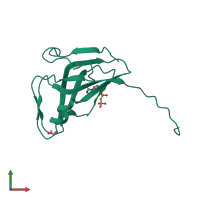 PDB entry 2hrm coloured by chain, front view.