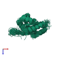 PDB entry 2hrn coloured by chain, ensemble of 30 models, top view.