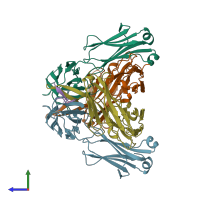 PDB entry 2hrp coloured by chain, side view.