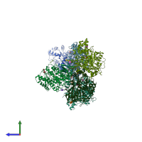 PDB entry 2hrq coloured by chain, side view.