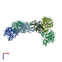 PDB entry 2hrq coloured by chain, top view.