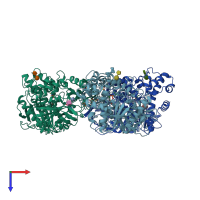 PDB entry 2hrr coloured by chain, top view.