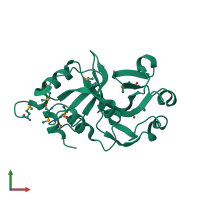 PDB entry 2hrx coloured by chain, front view.