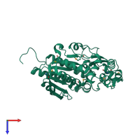 PDB entry 2hrz coloured by chain, top view.