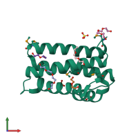 PDB entry 2hsb coloured by chain, front view.