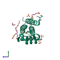 PDB entry 2hsb coloured by chain, side view.