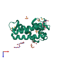 PDB entry 2hsb coloured by chain, top view.