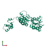 PDB entry 2hsg coloured by chain, front view.