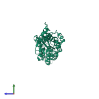 PDB entry 2hsg coloured by chain, side view.