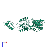 PDB entry 2hsg coloured by chain, top view.