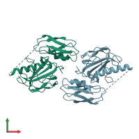 PDB entry 2hsi coloured by chain, front view.
