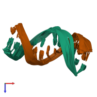 PDB entry 2hsr coloured by chain, ensemble of 10 models, top view.