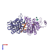 PDB entry 2ht1 coloured by chain, top view.