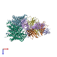 PDB entry 2ht3 coloured by chain, top view.