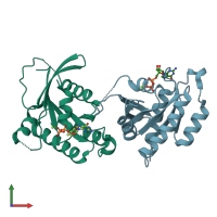 PDB entry 2ht6 coloured by chain, front view.