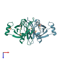 PDB entry 2htd coloured by chain, top view.