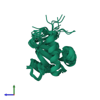 PDB entry 2htf coloured by chain, ensemble of 11 models, side view.