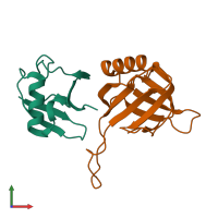 PDB entry 2hth coloured by chain, front view.