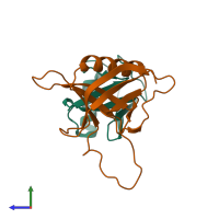PDB entry 2hth coloured by chain, side view.