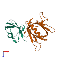 PDB entry 2hth coloured by chain, top view.