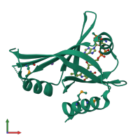 PDB entry 2hti coloured by chain, front view.