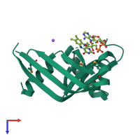 PDB entry 2hti coloured by chain, top view.
