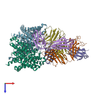 PDB entry 2htk coloured by chain, top view.