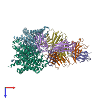 PDB entry 2htl coloured by chain, top view.