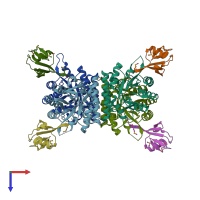 PDB entry 2htm coloured by chain, top view.