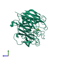 PDB entry 2htq coloured by chain, side view.