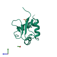 PDB entry 2hts coloured by chain, side view.