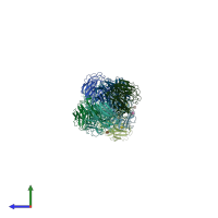 PDB entry 2hty coloured by chain, side view.