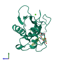 PDB entry 2hu6 coloured by chain, side view.