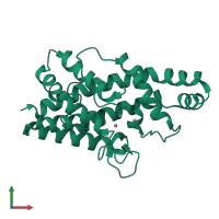 PDB entry 2huc coloured by chain, front view.