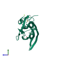 PDB entry 2huh coloured by chain, side view.