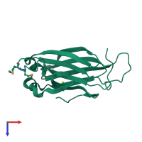 PDB entry 2huh coloured by chain, top view.