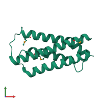 PDB entry 2huj coloured by chain, front view.