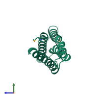 PDB entry 2huj coloured by chain, side view.